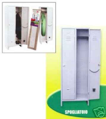 ARMADIO COMPONIBILE IN LAMIERA SPOGLIATOIO 2 POSTI CON SERRATURA CM. 66X35X180H