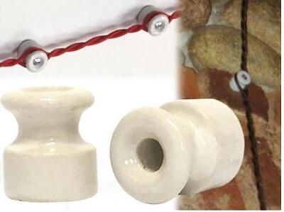 ISOLATORE PORCELLANA 40406 PER CAVO ELETTRICO TRECCIATO 18 MM BIANCO