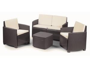 SET DA GIARDINO ETNA salottino in polipropilene effetto rattan con cuscini