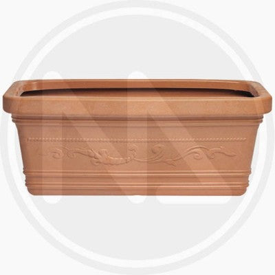 VASO FIORIERE RETTANGOLARE MAXI FESTONATO DOPPIO BORDO TERRACOTTA CM. 100x45x41H