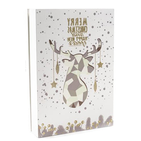 Calendario dell'avvento in legno, colore bianco, da 21 x 30 x 9 cm