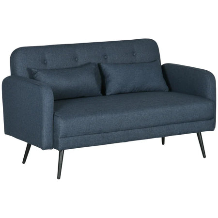Divano in Tessuto e 2 Cuscini 135x75x82cm Blu Scuro BN2839-758V02DBHJ2 , soggiorno salotto angolare ad angolo nero bianco marrone grigio beige basso contenitore clic clac design moderno letto divani sala studio ufficio grande