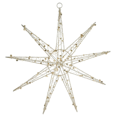 Stella natalizia luminosa per albero di Natale, appendibile, color Oro, con 40 LED, da 50 cm