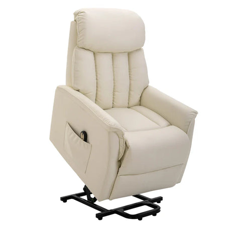 Poltrona Relax Reclinabile, Poltrona Alzapersone Elettrica con Telecomando e Poggiapiedi Integrato, 80x94x104cm Crema RE3713-067V91CWRE3