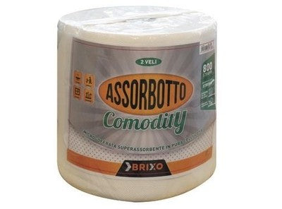 CARTA ASCIUGAMANI BRIXO ASSORBOTTO COMODITY 2 VELI 800 STRAPPI LUNGHEZZA 155 MT