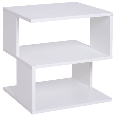 Tavolino Caffè 2 Ripiani Aperti Legno 40x41x43 Bianco HY6833-619WTHY6 ,  soggiorno salotto basso nero bianco marrone grgio design moderno sala moderno alto divano camera legno vetro rotondo