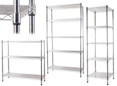 SCAFFALI MANHATTAN IN ACCIAIO CROMATO 3 PIANI 90x35xH90 CM SCAFFALATURA