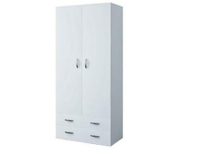 ARMADIO A 2 ANTE CON CASSETTI BIANCO NOBILITATO MELAMINICO CM.80x52xH170