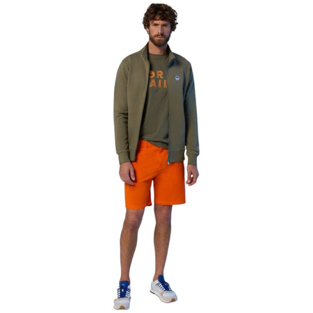 North Sails felpa con zip verde oliva Basic 691221