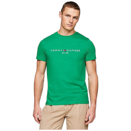 Tommy Hilfiger t-shirt verde logo ricamato MW0MW11797 T-shirt Tommy Hilfiger