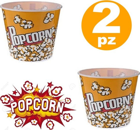 2-Contenitore-Per-Pop-Corn-Ciotola-Rigida-Bicchiere-Riutilizzabile-Festa-Cinema
