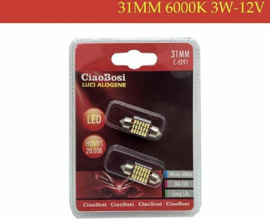 2-Lampadine-Lampade-Auto-T10-12-Led-31-Mm-6000k-3-Watt-12v-C-6291