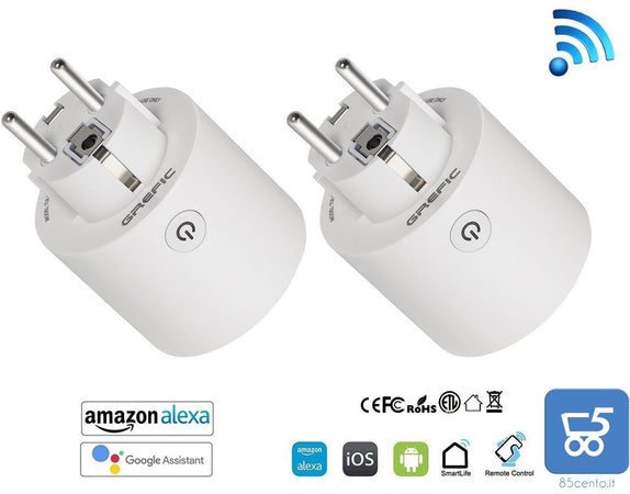 2 pezzi Presa Intelligente Wifi 10A Smart Plug alexa google timer remote control controllo vocale EU