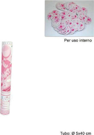 2-Pz-Cannone-Spara-Coriandoli-Nascita-Bimba-Party-è-Nata-Rosa-40-Cm-Uso-Interno