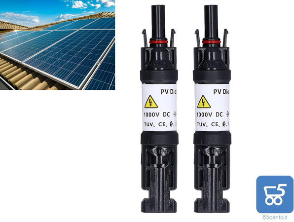 2 pz Connettore MC4 Diodo Integrato Potenza 30A 1000v per Pannello Solare