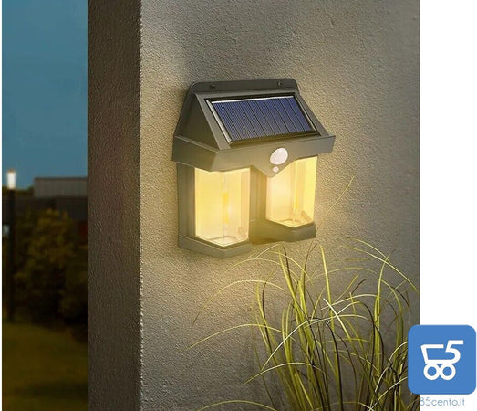 2 PZ Faretto Solare LED Luce Calda Resistente all'Acqua Sensore di Movimento Auto Spegnim