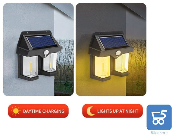 2 PZ Faretto Solare LED Luce Calda Resistente all'Acqua Sensore di Movimento Auto Spegnim