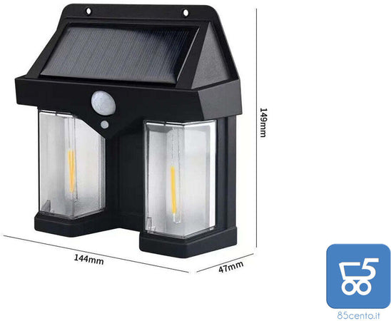 2 PZ Faretto Solare LED Luce Calda Resistente all'Acqua Sensore di Movimento Auto Spegnim
