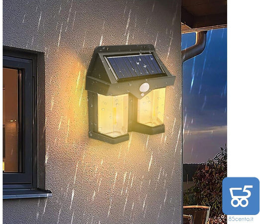 2 PZ Faretto Solare LED Luce Calda Resistente all'Acqua Sensore di Movimento Auto Spegnim