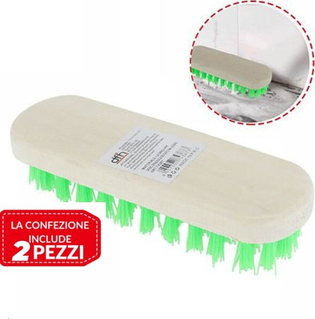 2-Pz-Spazzola-Grande-In-Legno-Per-Pavimenti-Pulizia-Casa-Lavaggio-Superfici-18cm