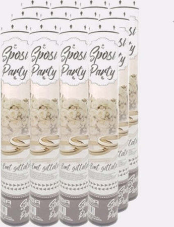 2-Tubi-Tubo-Sparacoriandoli-Bianco-Grandi-Glitter-Cannone-60-Cm-Festa-Matrimonio