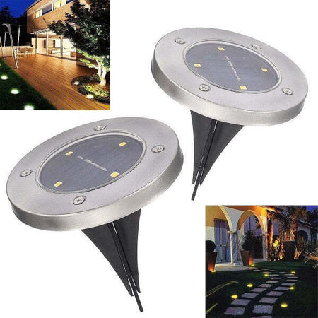 2-X-Lampada-Luce-Led-Solare-Disk-Lights-Esterno-Giardino-Waterproof-Segna-Passo