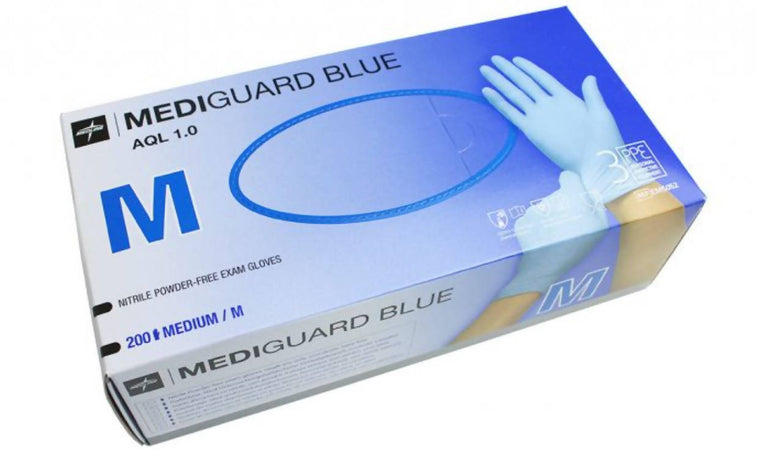 200 Guanti in Nitrile Mediguard Blue Categoria III DPI Uso Alimentare - 200 Pezzi Guanto Monouso Con IVA Agevolata Medline