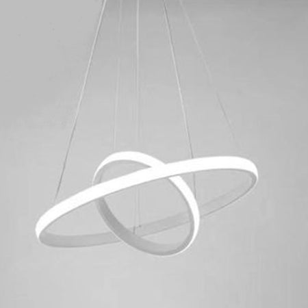 Lampadario Sospeso Led 60w 2 Cerchi Pendente Rotondo Anelli Bianco Luce 6500k 50286