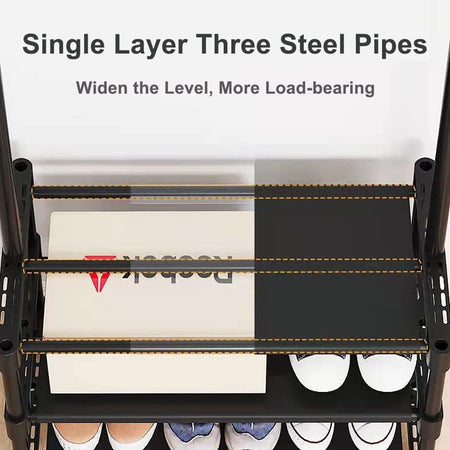 Stand Appendiabiti In Metallo Con Ruote Attaccapanni Con Ripiani Asta 56x35x165cm