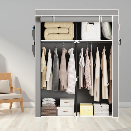 Armadio Portatile In Tela Organizer Pieghevole Con Mensole 2 Binari Per Appendere Vestiti