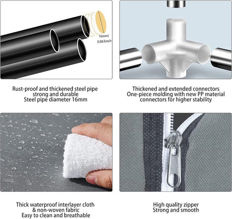 Armadio Portatile In Tela Organizer Pieghevole Con Mensole 2 Binari Per Appendere Vestiti