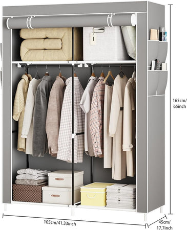 Armadio Portatile In Tela Organizer Pieghevole Con Mensole 2 Binari Per Appendere Vestiti
