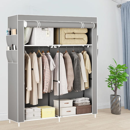 Armadio Portatile In Tela Organizer Pieghevole Con Mensole 2 Binari Per Appendere Vestiti