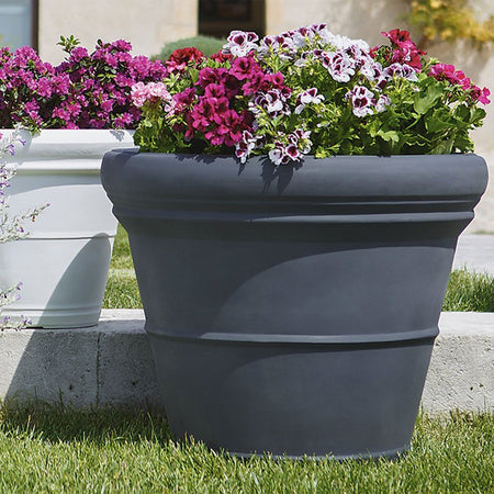 Sottovaso per vaso tondo in resina decorazione per fiori e piante "Made in Italy"
