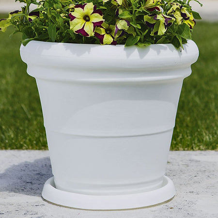 Vaso Doppiobordo Liscio rotondo in resina decorazione per esterno "Made in Italy"