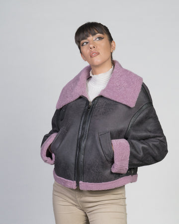 Marisol - Giacca Donna Rosa in vero montone Shearling