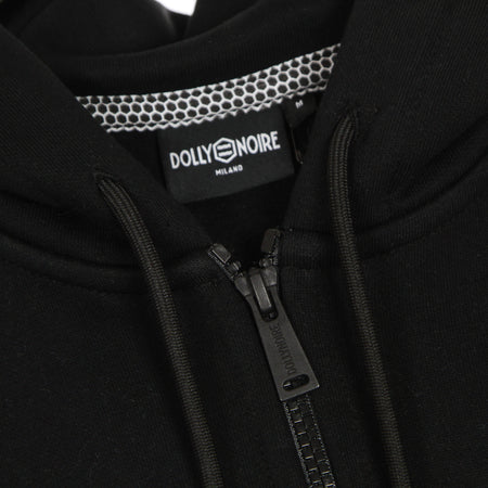DOLLY NOIRE Felpa Cappuccio Zip Uomo Maioliche a Circuito Stampato Hoodie Black da uomo