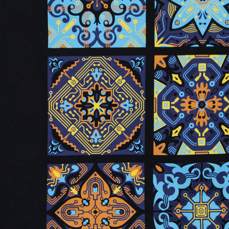 DOLLY NOIRE Felpa Cappuccio Zip Uomo Maioliche a Circuito Stampato Hoodie Black da uomo