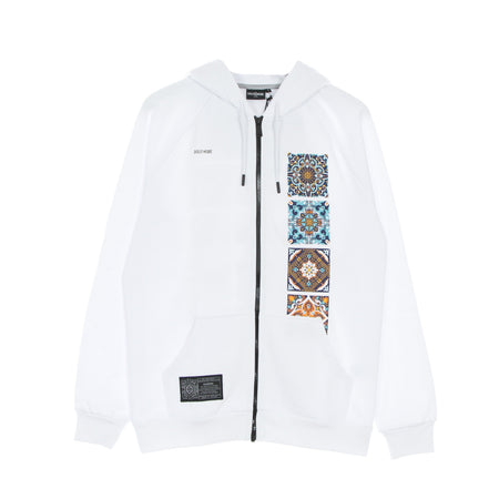 DOLLY NOIRE Felpa Cappuccio Zip Uomo Maioliche a Circuito Stampato Hoodie White da uomo
