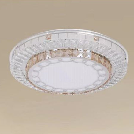 Plafoniera Soffitto 45w ø40cm Led Design A Strati Cristalli Catena Luce Fredda 03531