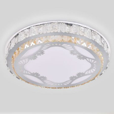 Plafoniera Soffitto 65w ø50cm Led Tondo A Strati Cristalli Decorato Luce Fredda 63283