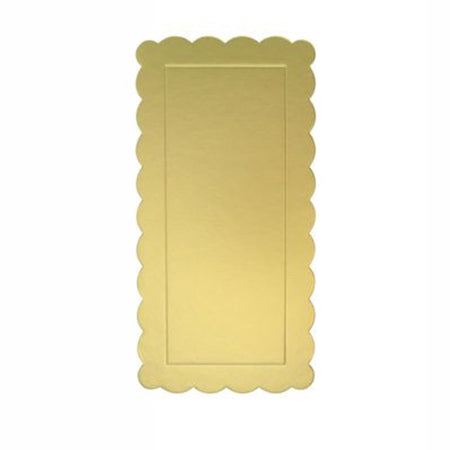 Set 3pz Base Per Torta Rettangolare Piatto Sottotorta Dorato 15x30cm Con Bordino 31155