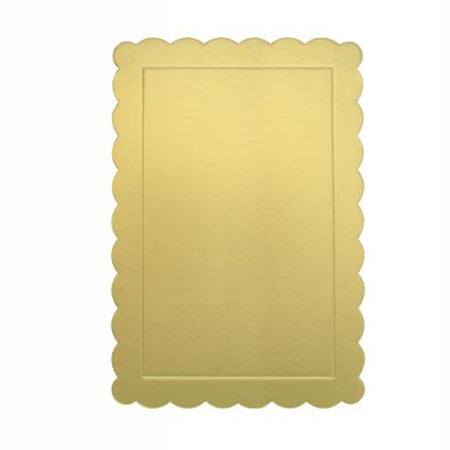 Set 2pz Base Per Torta Rettangolare Piatto Sottotorta Dorato 30x40cm Con Bordino 31157