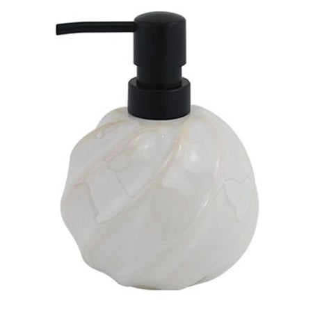 Dispenser Porta Sapone Liquido Sfera Ceramica Rigato Obbliquo Bianco Arredo Bagno 87798