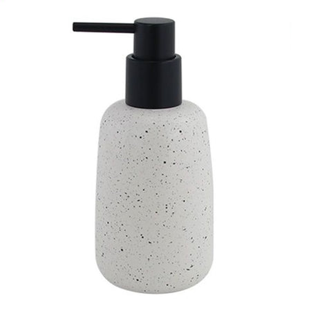 Dispenser Porta Sapone Liquido In Ceramica Bianco Effetto Pietra Granito Bagno 87805