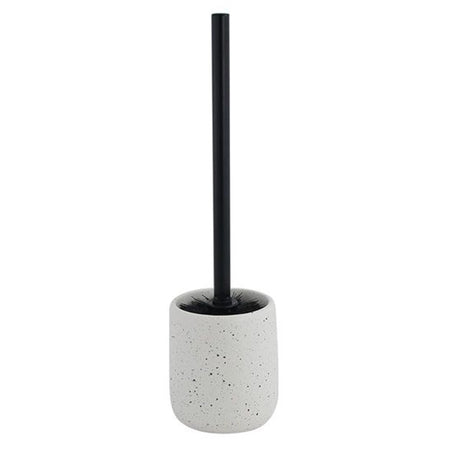 Porta Scopino Con Scopettino Nero Wc Bagno Ceramica Bianco Effetto Pietra Granito 87808