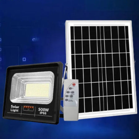 Faretto Luce Solare Con Pannello Fotovoltaico 500w Ip65 Impermeabile Telecomando