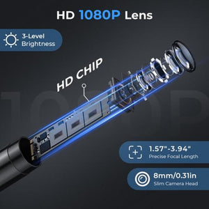 Telecamera Endoscopica Ispezione Cavo 5mt Immagine 1080p Batteria 2600mah 8 Led