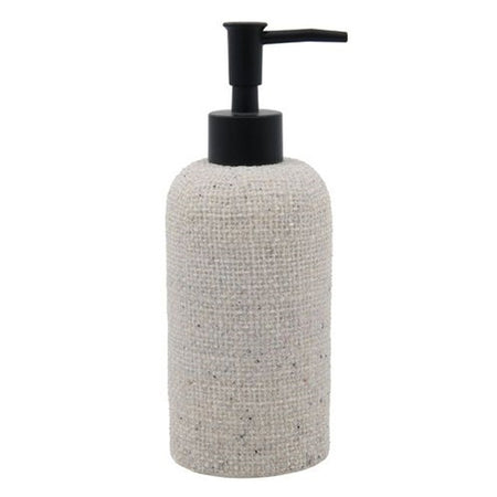 Dispenser Per Sapone Liquido Effetto Tela Juta Con Pompa Nera Accessorio Bagno 87826