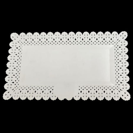 Set 2pz Vassoio Trama Trinato Bianco 36x17cm Rettangolare Piatto Sotto Dolci Trasporto